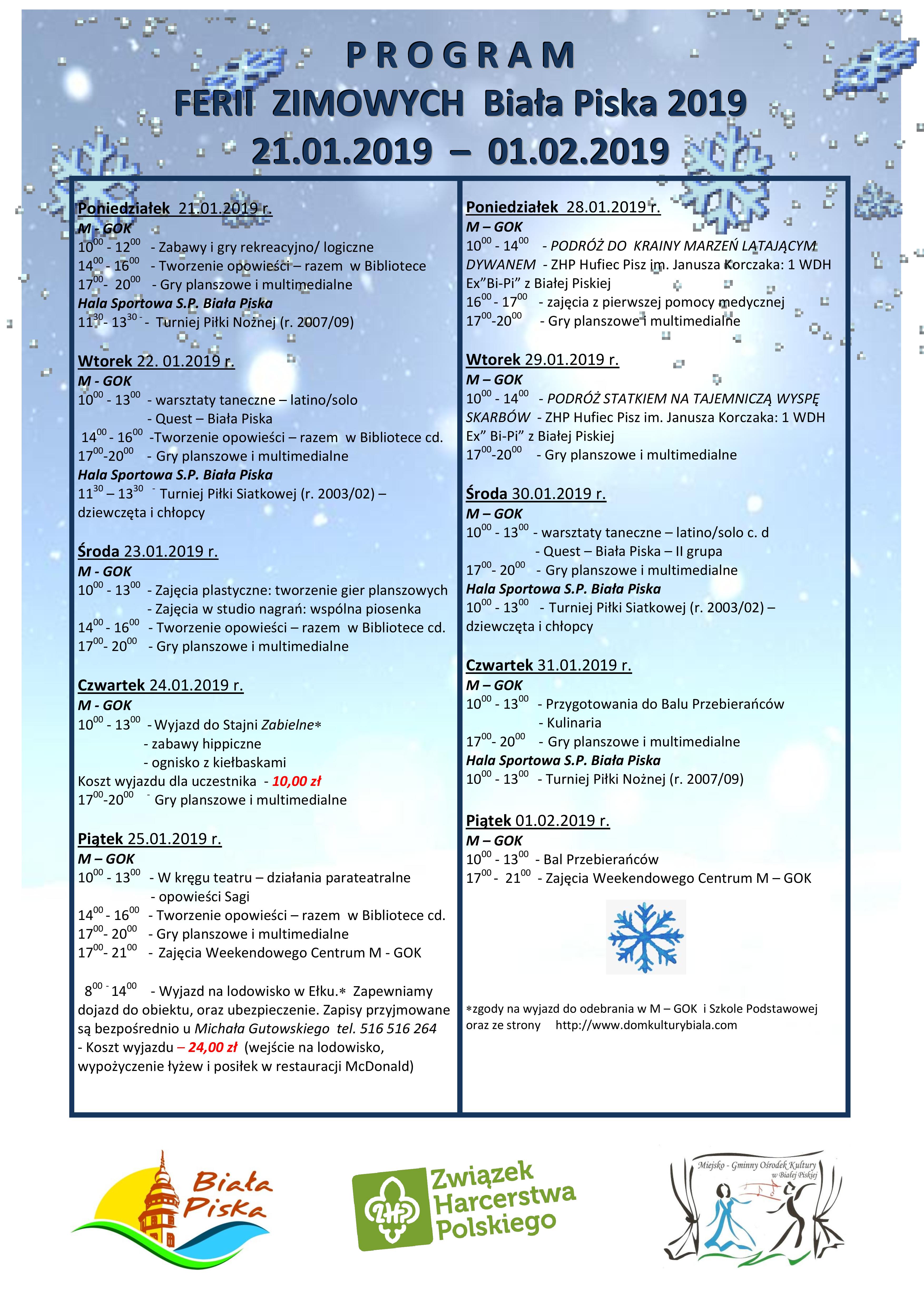 Oferta MGOK - ferie zimowe